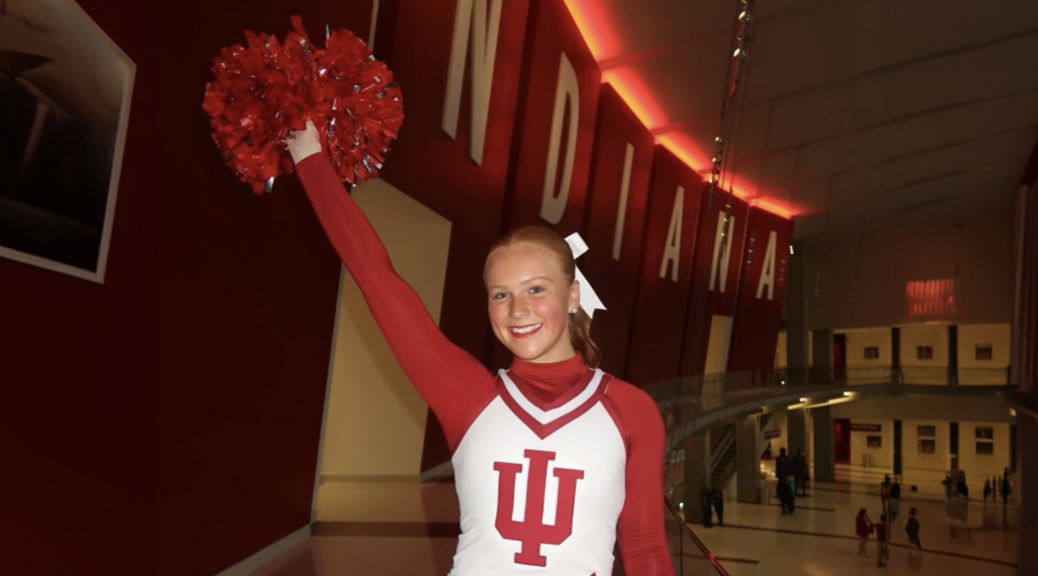 Emma Lenzini cheers for the Indiana University women's basketball team.